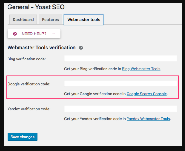 google webmaster verification 