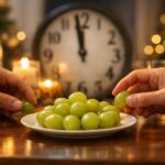 People eating 12 grapes at midnight as part of the New Year ritual for luck, prosperity, and happiness across all 12 months