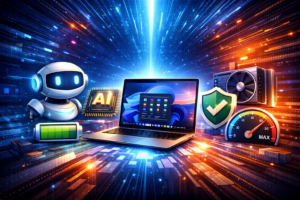 Windows 11 26H1 new features showcasing AI enhancements, improved performance, advanced security, and modern Windows interface