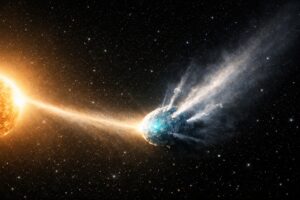 Interstellar comet 3I ATLAS NASA showing a rare sun-facing tail and wobbling gas jets as it approaches the sun