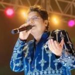 Abhijit Majumdar, renowned Odia music composer, during a public music event