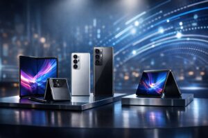 Motorola flagship devices showcasing AI powered innovation at Tech World 2026 with premium smartphones and foldable design