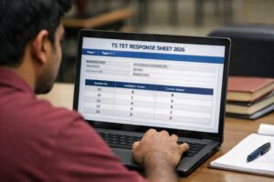 TS TET response sheet 2026 download page showing provisional answer key and candidate response details