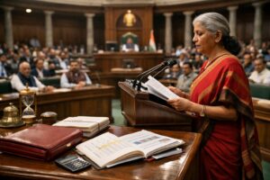 Union Budget 2026 presentation in Parliament highlighting India budget 2026 date, economic policies, taxation reforms and national development priorities