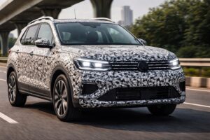 2026 Volkswagen Taigun facelift spotted testing in India with camouflaged front design and updated LED headlamps