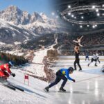 2026 Winter Olympics in Italy showing Milano Cortina venues with athletes competing in winter olympics events and global audience focus