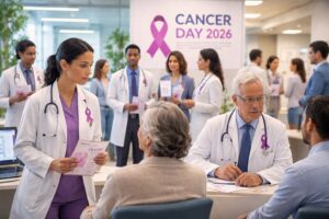 Cancer Day 2026 awareness campaign highlighting early detection, prevention, and the World Cancer Day 2026 theme in a global healthcare setting