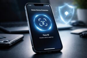 ios 26.4 stolen device protection feature showing enhanced iPhone biometric security and anti-theft protection system in latest Apple software update