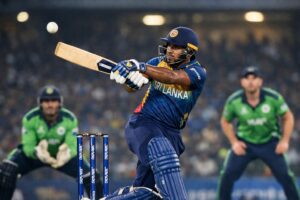kamindu mendis batting during sri lanka vs ireland today match in sl vs ire t20 world cup 2026 at colombo with sri lanka national cricket team players in action