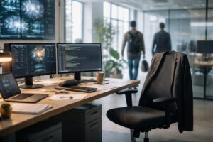 mrinank sharma resigns anthropic concept image showing AI safety researcher leaving modern artificial intelligence workplace environment