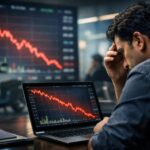 Ola Electric shares plunge 84% shown on stock market screen as investor analyzes falling EV company share price