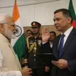 PM Modi Tarique Rahman swearing-in ceremony concept showing diplomatic meeting environment symbolizing India Bangladesh relations and regional political transition