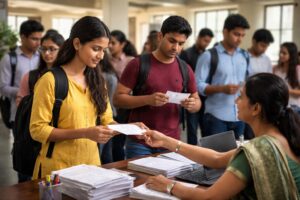 tgbieht.cgg.gov.in Telangana inter exams 2026 hall ticket official update students collecting admit cards from college