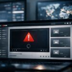 youtube outage news concept showing disrupted video streaming platform with digital error visuals and global technology network atmosphere