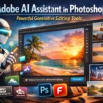 Adobe AI assistant in Photoshop demonstrating generative AI image editing features.