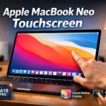 Apple MacBook Neo touchscreen laptop concept showing next-generation Apple budget laptop with Liquid Retina display