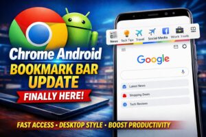 Chrome Android bookmark bar update showing bookmarks toolbar on smartphone screen