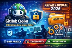 GitHub Copilot interaction data usage policy update showing AI data privacy, code security, and developer controls in 2026
