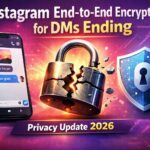 Instagram end-to-end encryption for DMs privacy update showing secure chat lock icon and Instagram messaging interface