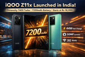 iQOO Z11x launched in India with 7200mAh battery and Dimensity 7400 Turbo