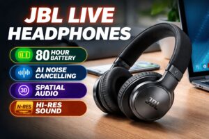JBL Live Headphones with AI noise cancelling and spatial audio features