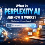 What is Perplexity AI and how it works explained with AI search engine interface and smart search concept illustration