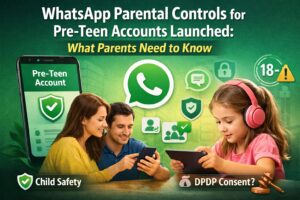 WhatsApp parental controls for pre-teen accounts interface showing child safety features, parental approval settings, and messaging privacy tools for kids.