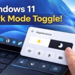 Windows 11 dark mode toggle feature in Quick Settings for instant theme switching