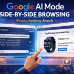 Google AI Mode side-by-side browsing feature showing AI assistant and website displayed together on one screen for seamless search experience