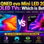LG QNED evo Mini LED 2026 vs OLED TVs comparison showing brightness, contrast, and picture quality differences