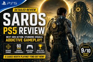 Saros PS5 review gameplay showing 60FPS action and next-gen graphics on PlayStation 5