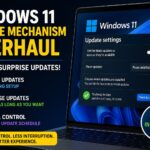Windows 11 update mechanism overhaul showing new update controls and no forced updates interface