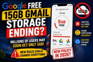 Google free 15GB Gmail storage ending with new 5GB cloud storage policy for Gmail users in 2026