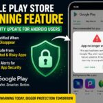 Google Play Store warning feature notification displayed on Android smartphone screen
