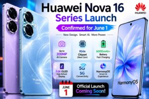 Huawei Nova 16 series launch featuring premium design, AI 200MP camera, Kirin chipset, and HarmonyOS smartphone upgrades.