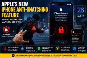 Apple iPhone anti-snatching feature automatically locking stolen iPhone with advanced iOS 26 AI security protection