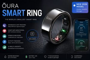 Oura smart ring with advanced AI health tracking features in a compact wearable technology design for 2026