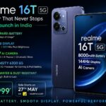 Realme 16T 5G smartphone featuring 8000mAh battery, 144Hz display and AI camera features in India launch event