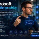 Microsoft AI Wearable helping employees collaborate with AI agents in a modern workplace
