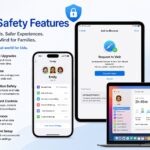 Apple Child Safety Features showing advanced parental controls, Screen Time management, safer browsing tools, and enhanced family safety protections on Apple devices
