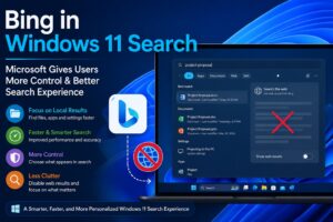 Bing in Windows 11 Search update showing Microsoft improving local search and user controls