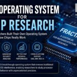 MIT Operating System for Chip Research infographic showing the Fractal operating system, advanced processor architecture, microchip visualization, and how MIT researchers built a custom OS to study chip behavior and improve hardware security.