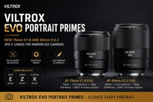Viltrox EVO Portrait Primes featuring AF 75mm f1.8 EVO and AF 90mm f2.2 EVO lenses for APS-C mirrorless cameras